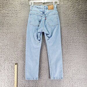 Levis Jeans Womens 24 Blue 501 Premium Big E Straight Ankle Stretch Denim